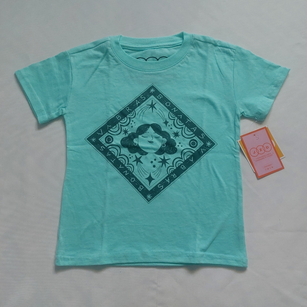 Bonitas Vibras  Good Vibes Graphic‎ Tee - Latino Heritage Toddler Girls Blue XS